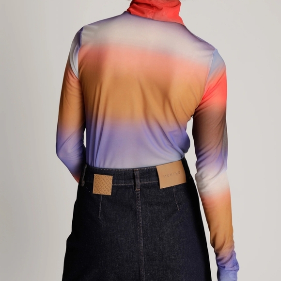 High neck mesh colorful top - Picture 3 of 6